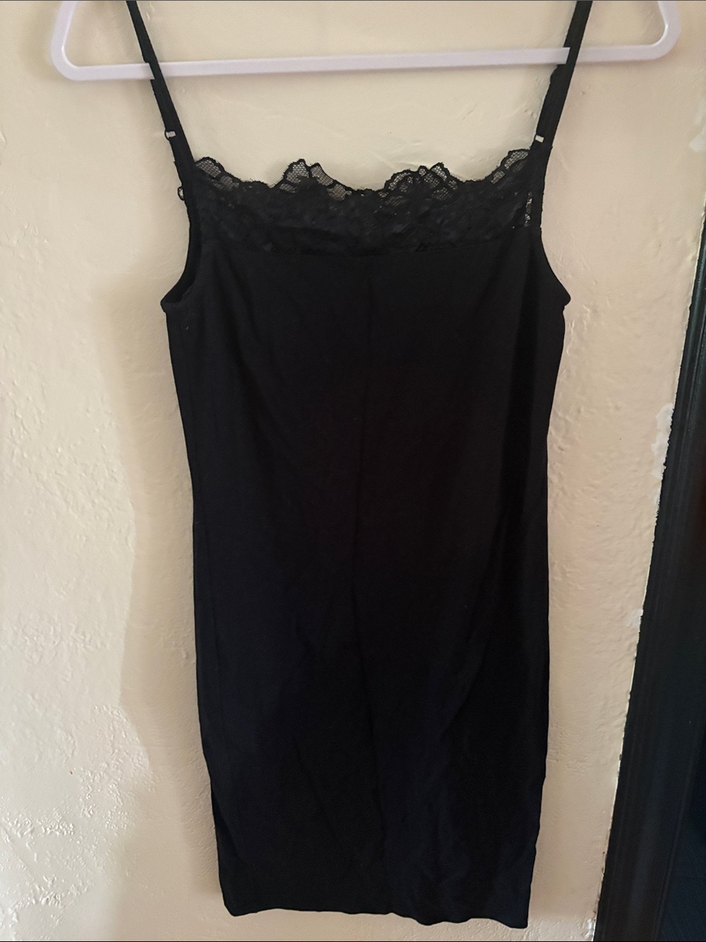 Fashion Nova Black Lace Trim Mini Slip Dress